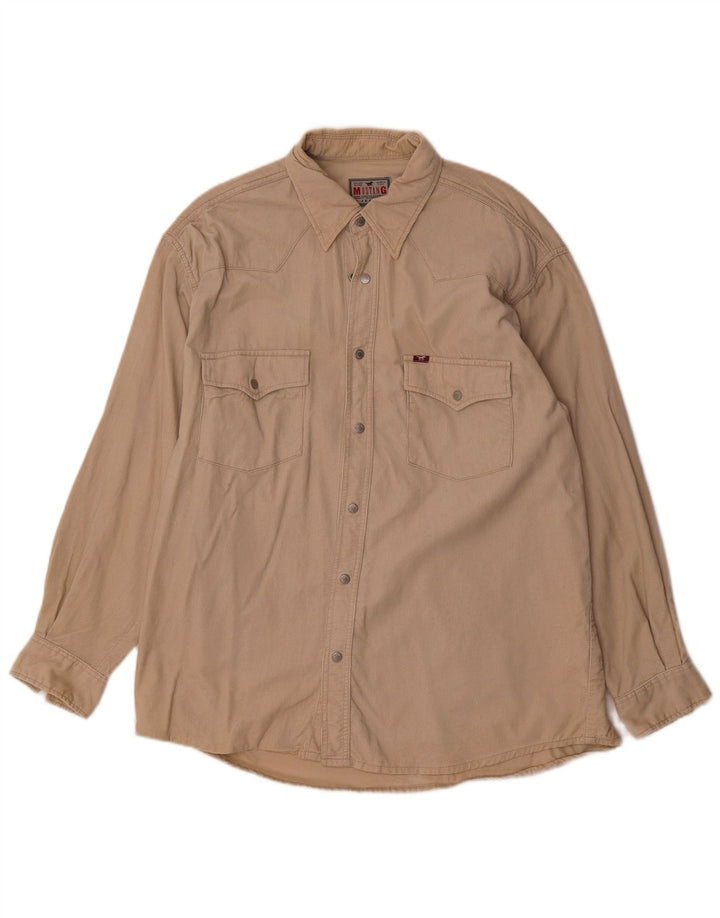 Mustang Camisa De Pana Para Hombre Grande Algodón Beige