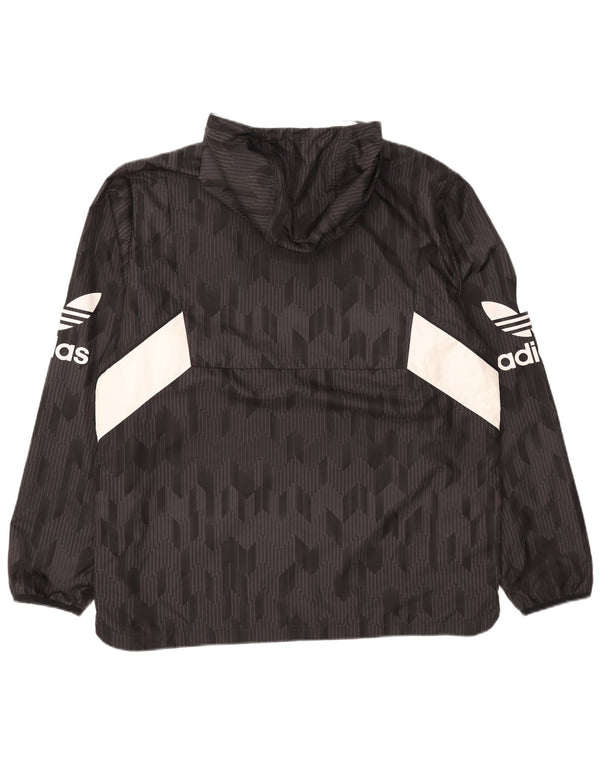 Adidas - Chaqueta anorak con capucha para hombre, talla 42, color negro