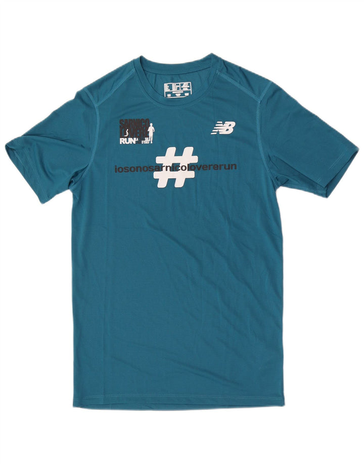 New Balance Hombre Camiseta Gráfica Top Small Azul Poliéster