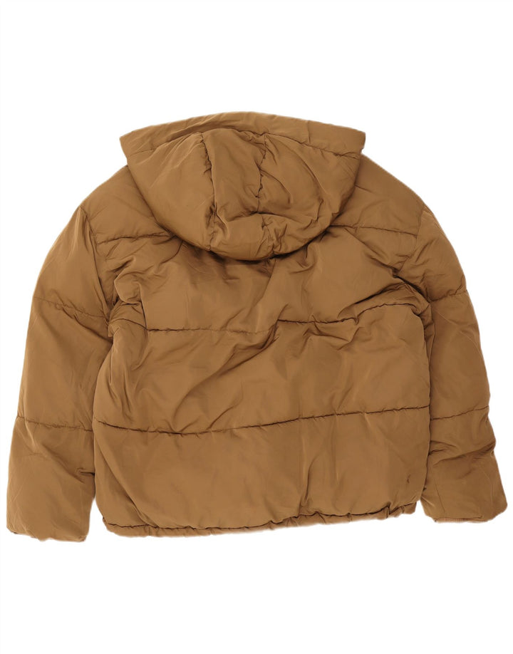 Zara Chaqueta acolchada holgada con capucha para hombre UK 36 Small Marrón Poliéster