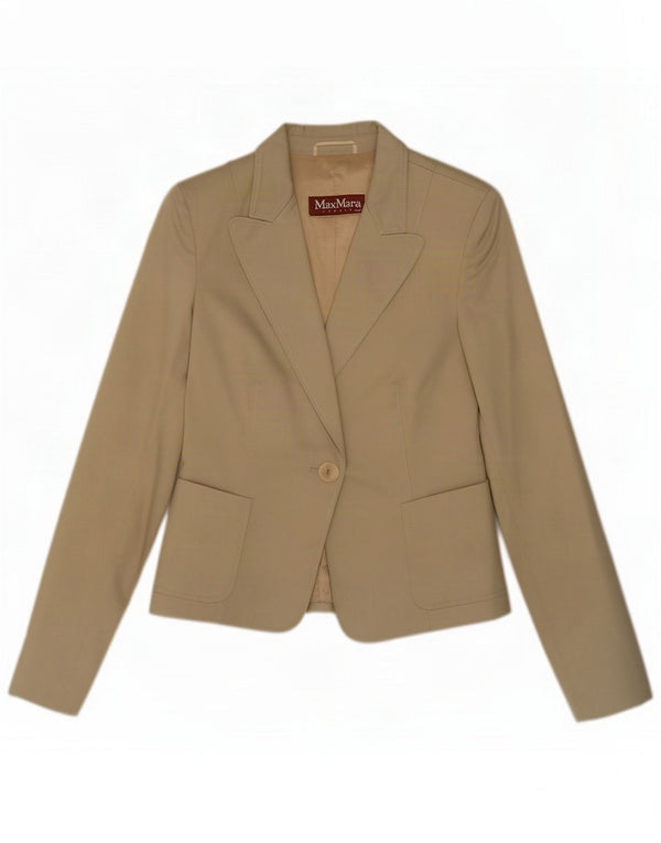 Chaqueta tipo blazer de 1 botón para mujer Max Mara UK 42 Algodón beige medio