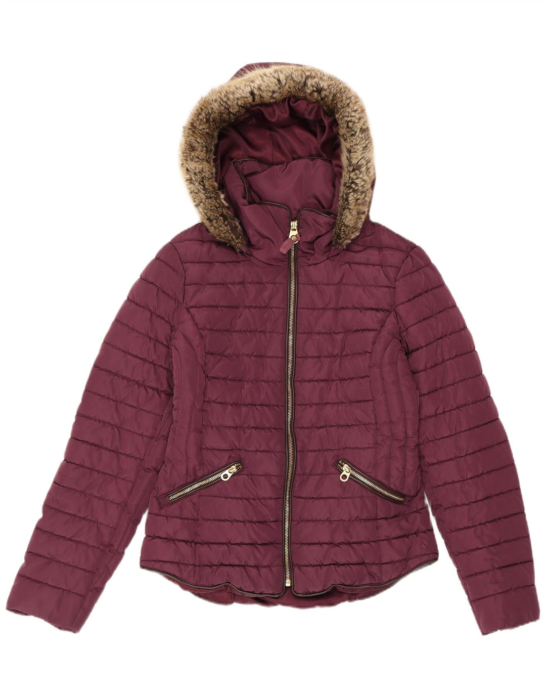 JOULES Chaqueta acolchada con capucha para mujer UK 10 Small Borgoña Poliéster