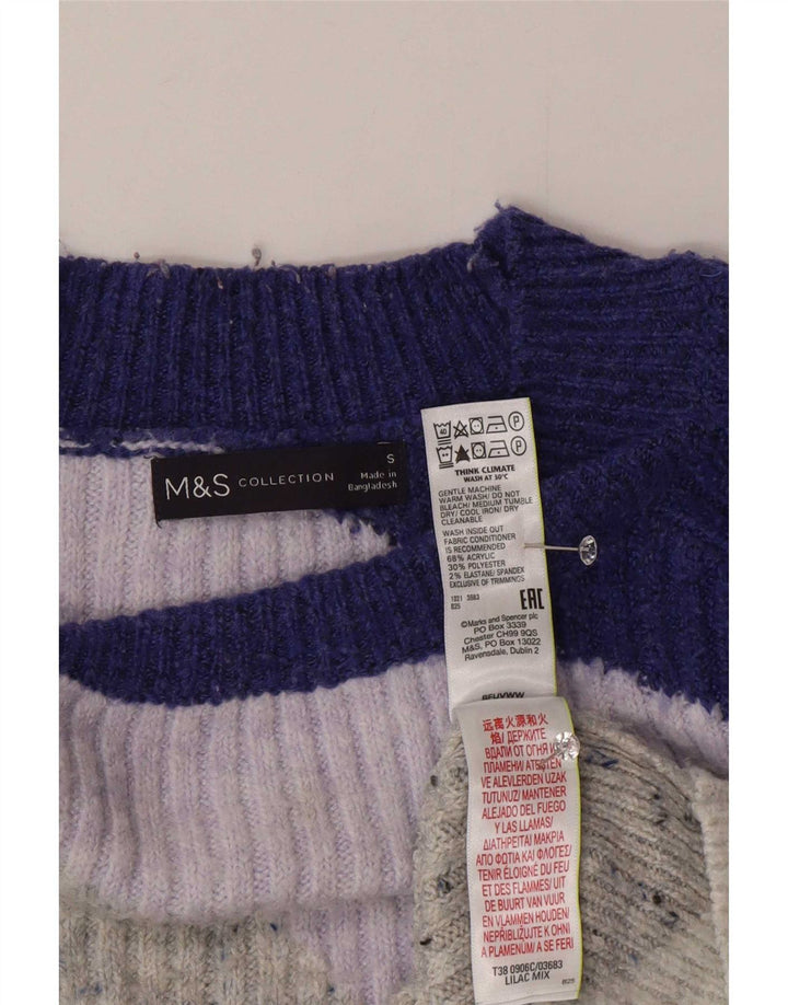 Marks & Spencer Suéter Corto con Cuello Redondo para Mujer UK 10 Small Multicolor