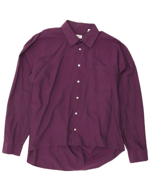 CALVIN KLEIN Camisa slim fit para hombre Talla 44 XL Algodón morado