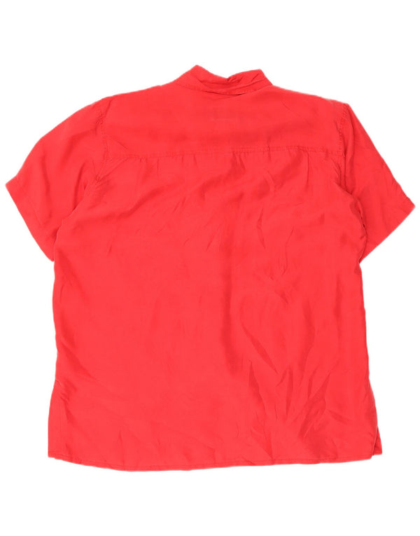 Brugi Blusa camisera extragrande de manga corta para mujer UK 10 Small Red Silk