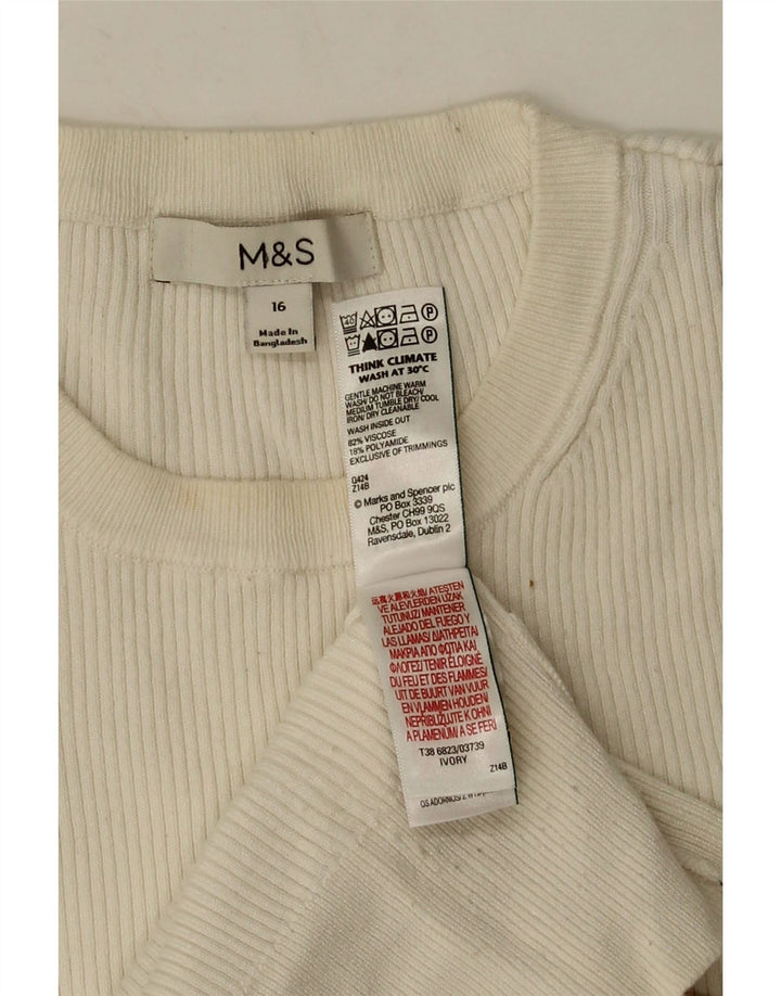 Marks & Spencer Top para mujer de manga larga UK 46 Viscosa blanca grande