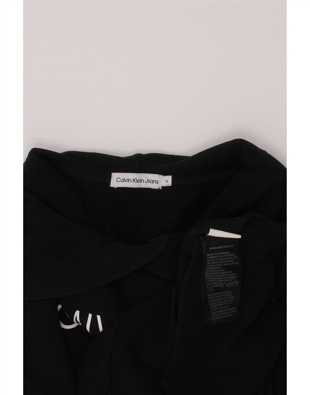 CALVIN KLEIN JEANS Jersey con capucha y gráfico corto para niña 11-12 años Negro