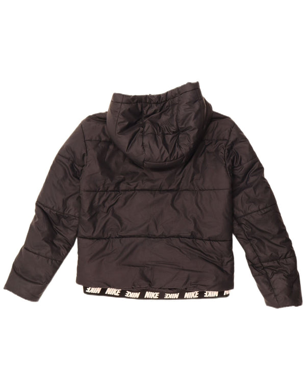 Nike Chaqueta acolchada con capucha para mujer UK 10 Small Poliéster negro