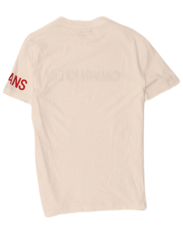 Calvin Klein Jeans - Camiseta gráfica para hombre, talla pequeña, algodón blanco