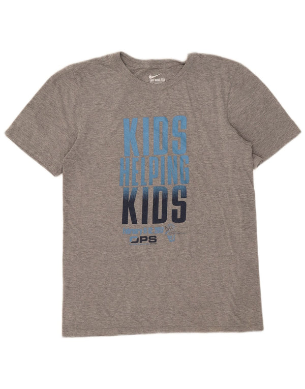 Nike Camiseta gráfica de corte atlético para hombre Top pequeño de algodón moteado gris