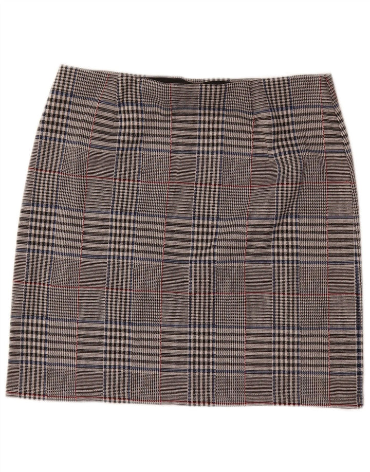 Marks & Spencer Falda recta para mujer UK 44 Grande W32 Poliéster a cuadros gris