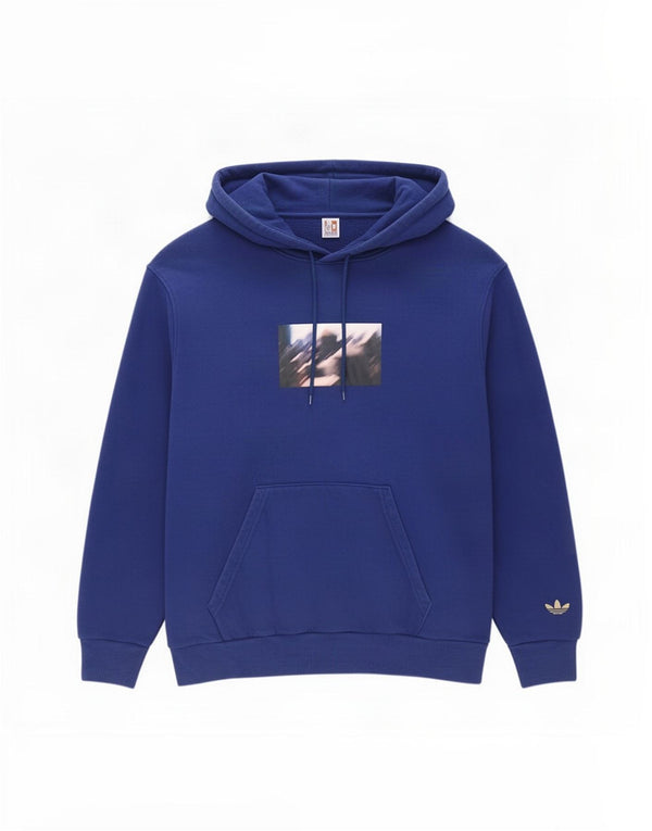Adidas Hombre Sudadera Con Capucha Gráfica Jersey De Algodón Azul Medio
