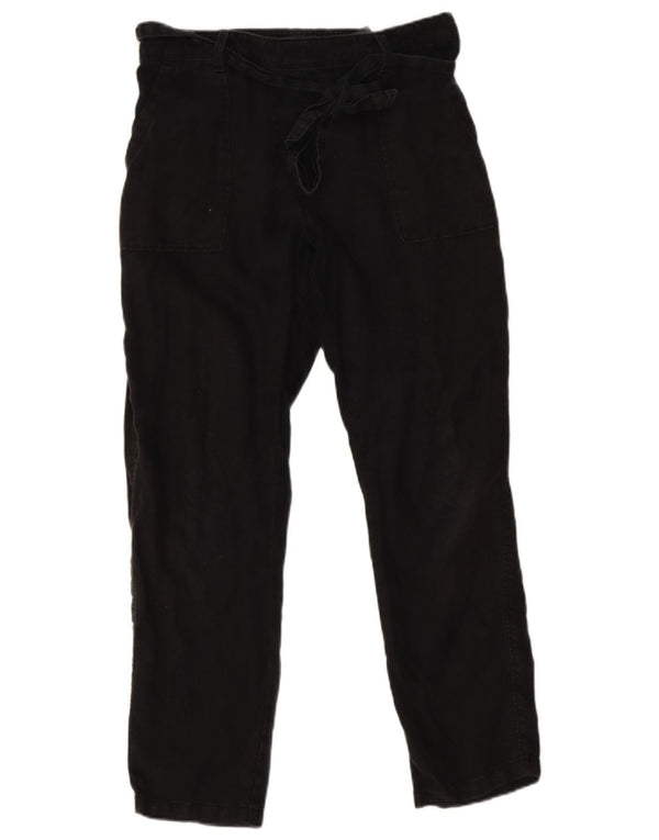 Marks & Spencer Pantalones informales ajustados para mujer UK 10 Small W30 L28 Black Linen