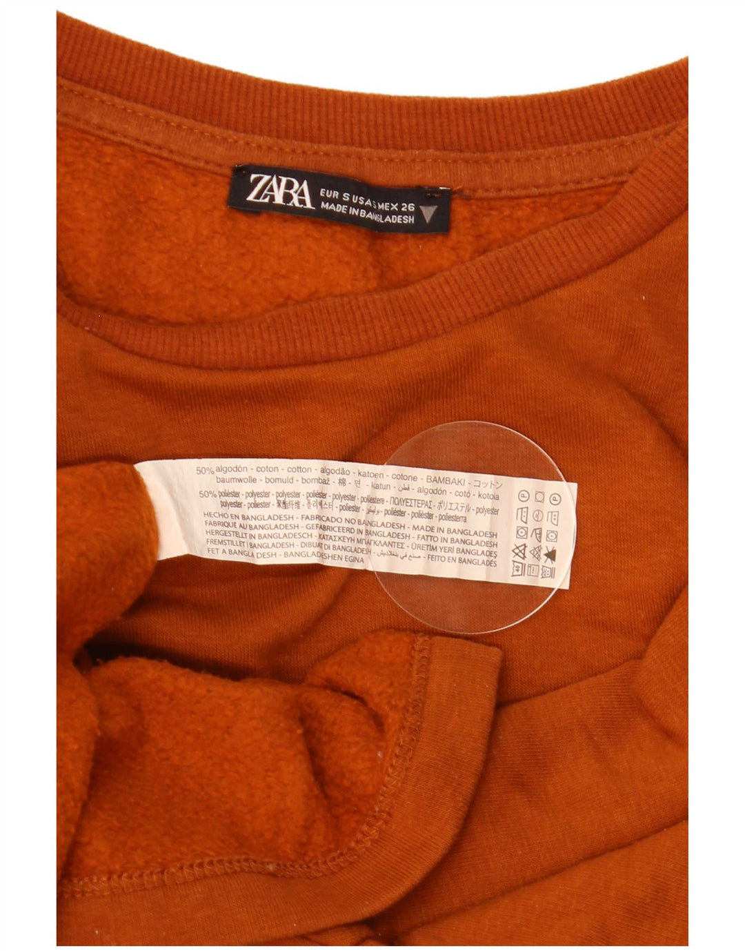 Zara Mujer Oversize Sudadera Jumper UK 10 Small Marrón Algodón