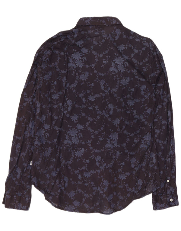 CERRUTI 1881 Camisa Hombre XL Azul Marino Floral Algodón