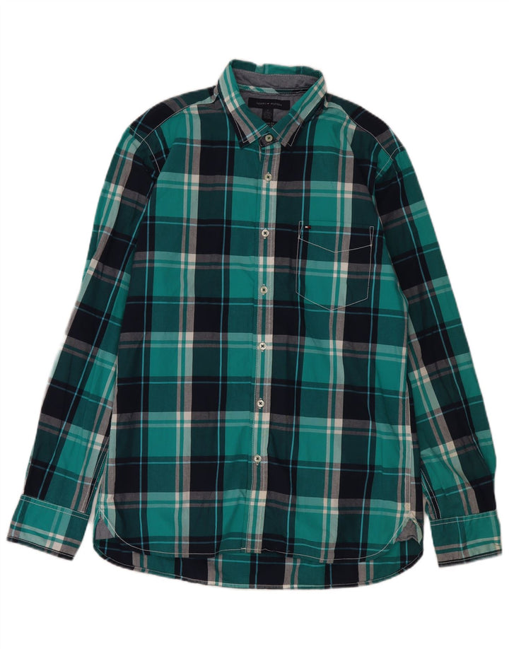 Camisa Tommy Hilfiger de corte personalizado de algodón a cuadros azul medio para hombre