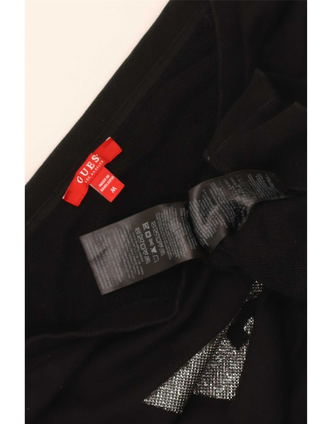 Guess Mujer Crop Graphic Sudadera Jumper UK 14 Medium Negro Algodón