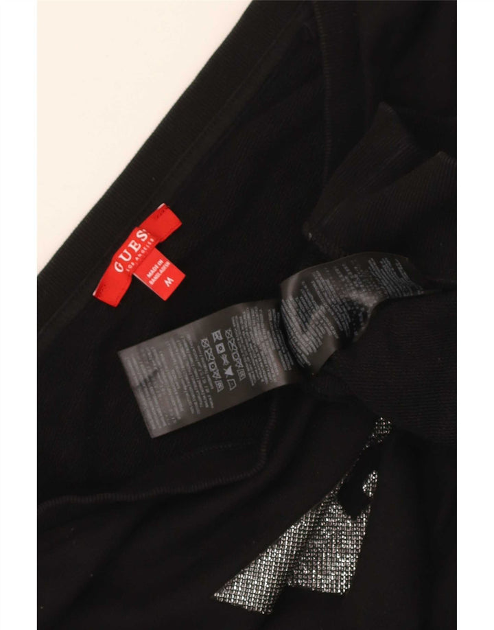 Guess Mujer Crop Graphic Sudadera Jumper UK 14 Medium Negro Algodón