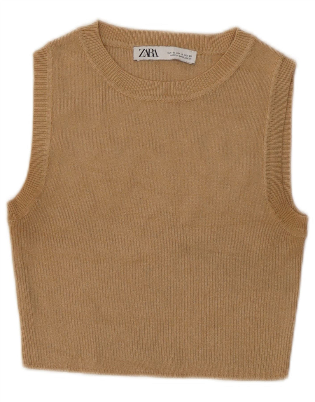 Zara Mujer Crop Vest Top UK 10 Small Beige
