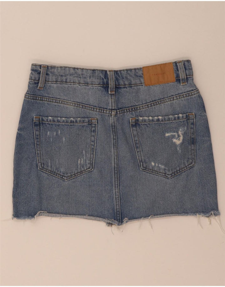 Zara Minifalda Vaquera Desgastada para Mujer Pequeña W26 Azul