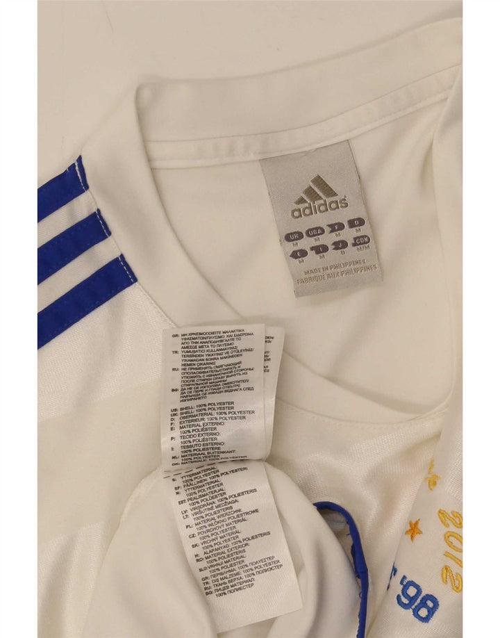 Adidas Mens Climalite Camiseta Top Medio Blanco Rayas Poliéster