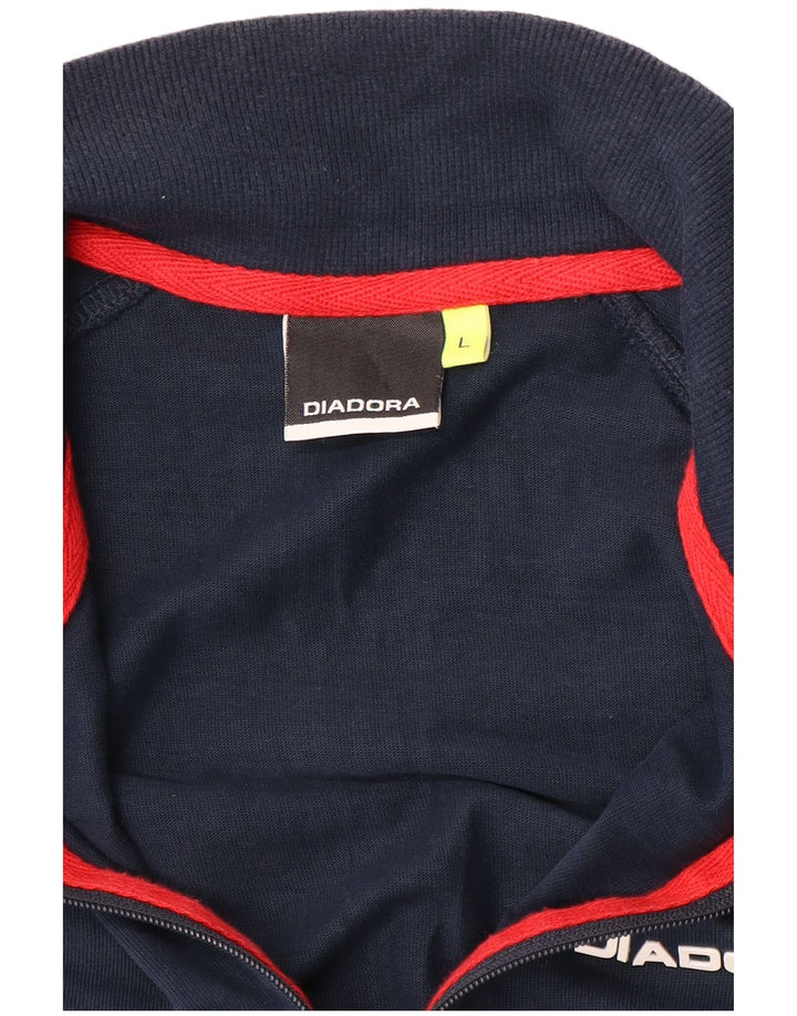 Diadora Hombre Retro Chándal Top Chaqueta Grande Azul Marino Colorblock