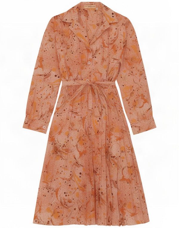 Vestido camisero vintage para mujer con cinturón IT 42 Naranja medio Floral Retro