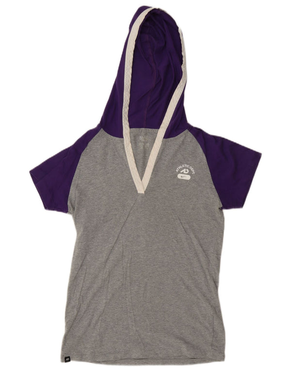Nike Camiseta gráfica con capucha para mujer UK 12/14 Gris medio Colorblock