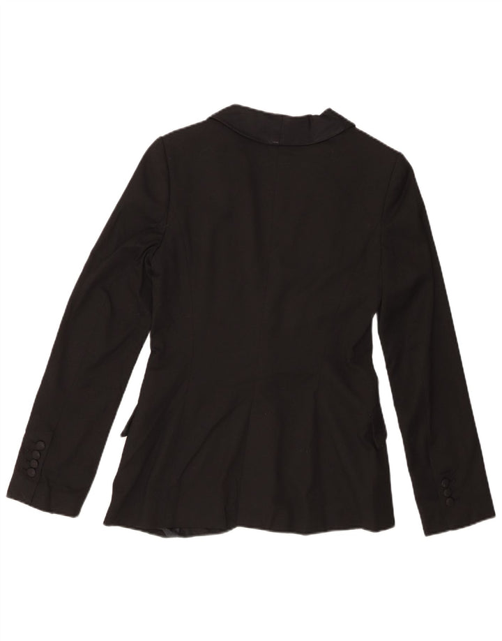 Zara Mujer Chaqueta Blazer De 1 Botón UK 8 Small Poliéster Negro
