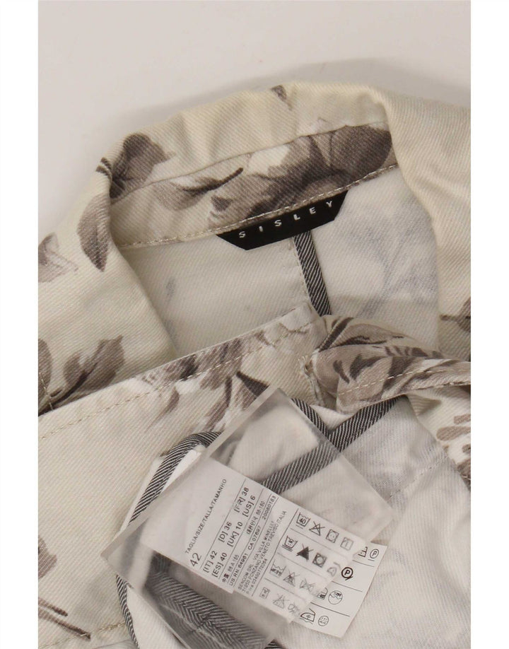 Sisley Chaqueta tipo blazer vaquera con 2 botones para mujer UK 10 Small Off White Floral