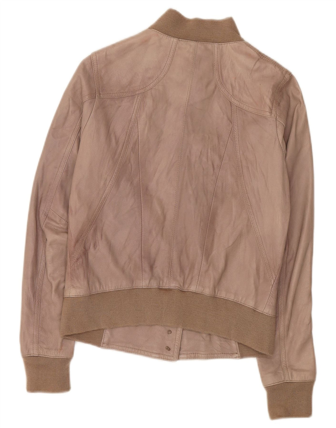 Zen Chaqueta de cuero corta para mujer UK 8 Small Cuero marrón