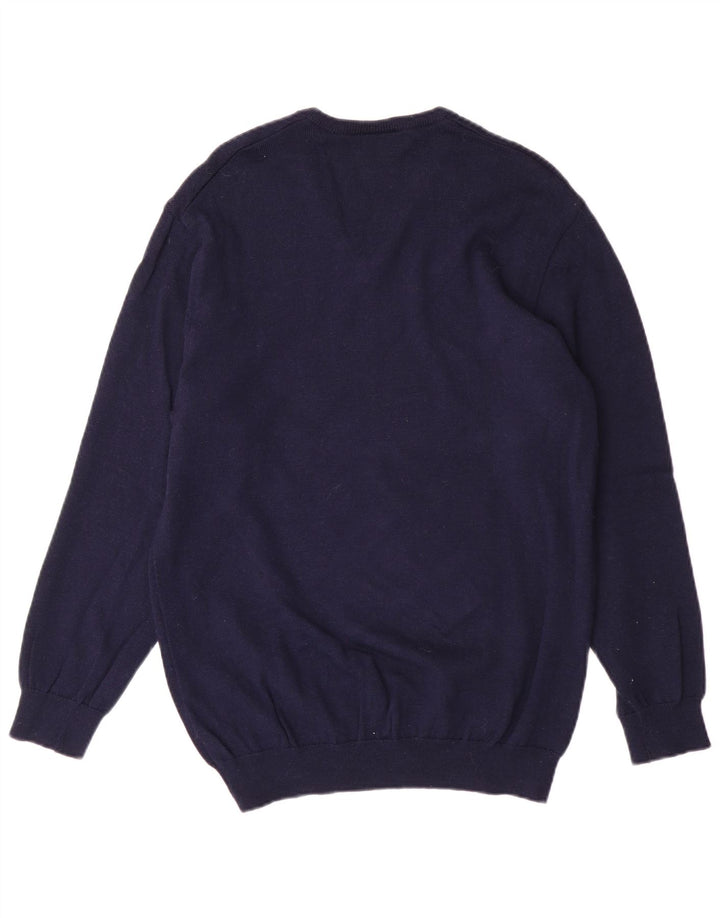 Lacoste Jersey con cuello en V para hombre Talla 4 Mediana Lana azul marino