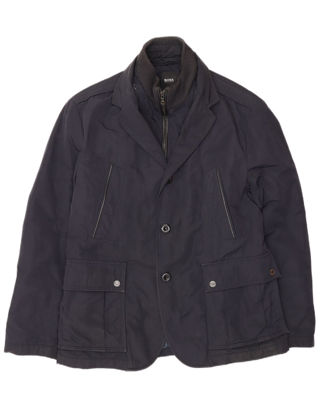 Hugo Boss Chaqueta utilitaria para hombre IT 52 XL Poliéster azul marino