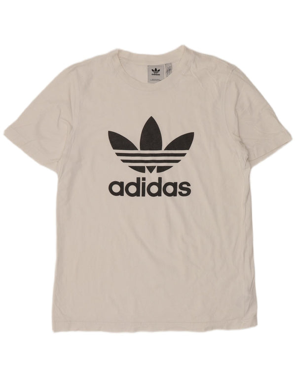 Adidas - Camiseta gráfica para hombre, talla pequeña, algodón blanco