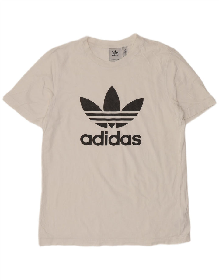 Adidas - Camiseta gráfica para hombre, talla pequeña, algodón blanco