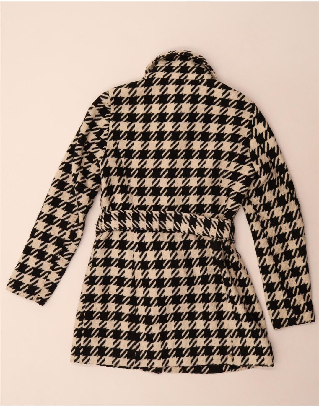 Guess Abrigo para mujer UK 10 Small Black Houndstooth Poliéster