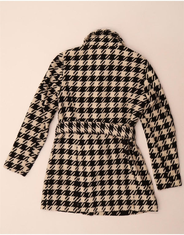 Guess Abrigo para mujer UK 10 Small Black Houndstooth Poliéster