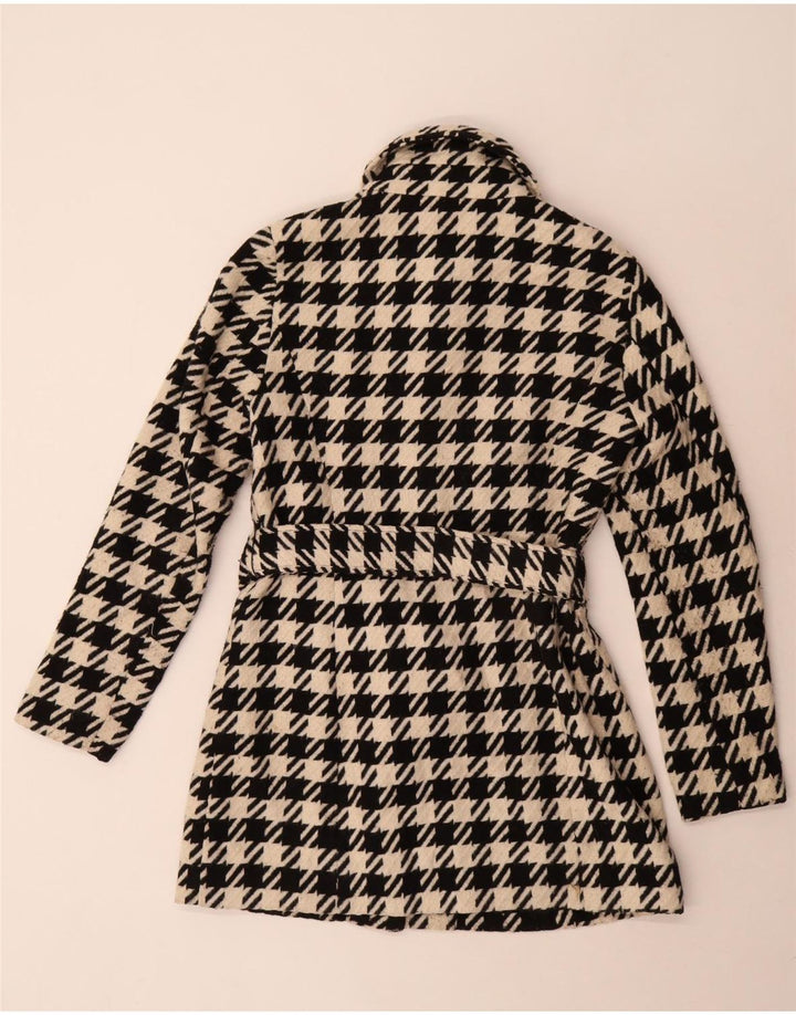 Guess Abrigo para mujer UK 10 Small Black Houndstooth Poliéster