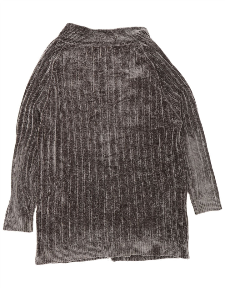 Zara Suéter tipo cárdigan abierto, largo, extragrande, para mujer, Reino Unido 44, Gris medio