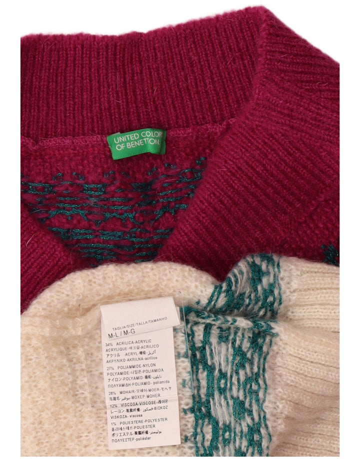 Benetton Jersey Con Cuello Alto Para Mujer ES 44 Medio Burdeos Acrílico