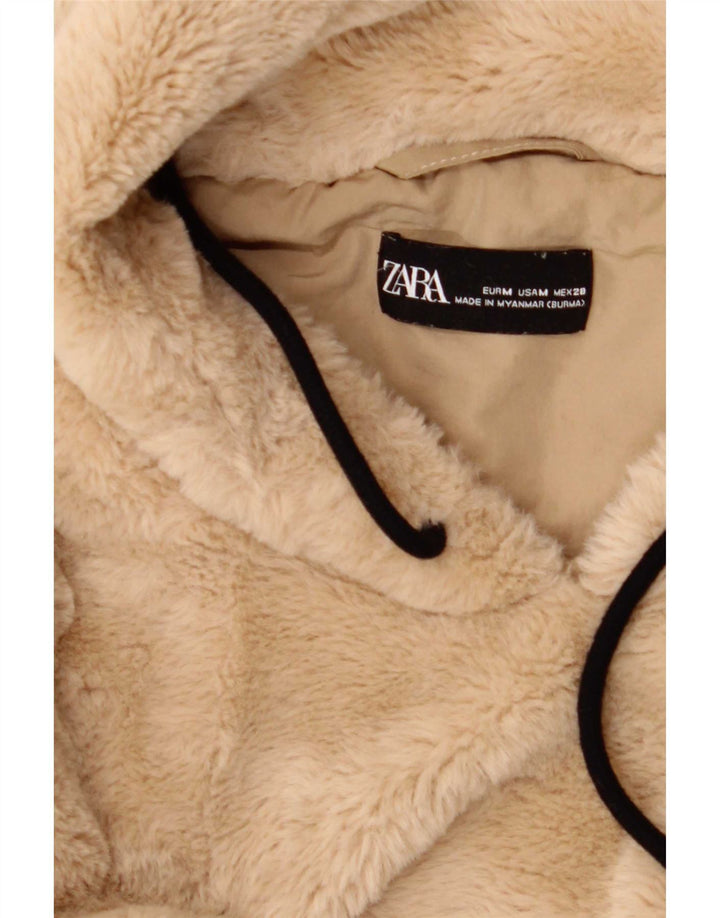 Zara Mujer Teddy Bear Sudadera con Capucha Extragrande UK 14 Medio Beige Poliéster