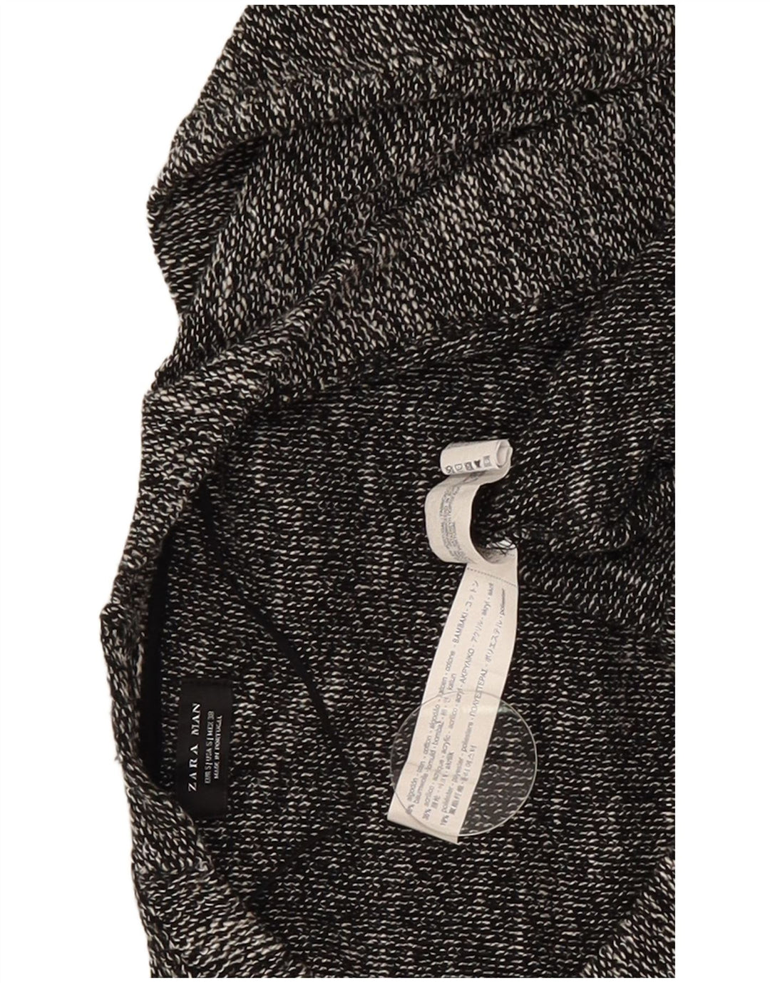 Zara Hombre Jersey Cárdigan Abierto Pequeño Algodón Moteado Gris