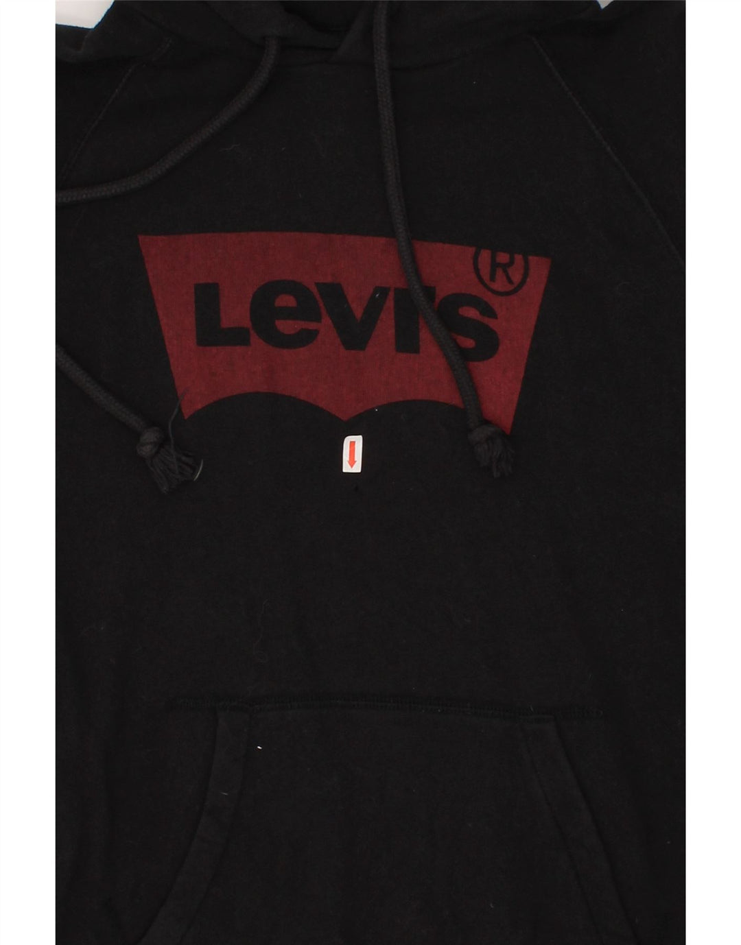 LEVI'S Mens Graphic Hoodie Jumper Small Black Cotton Vintage Levi's and Second-Hand Levi's from Messina Hembry 