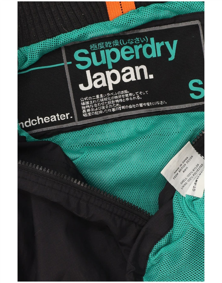 Superdry Mujer Chaqueta Cortavientos Estampada UK 40 Small Poliéster Negro