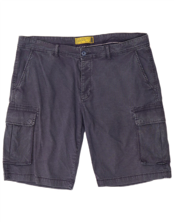 Vintage Hombres Regular Fit Cargo Shorts W38 XL Algodón Azul Marino
