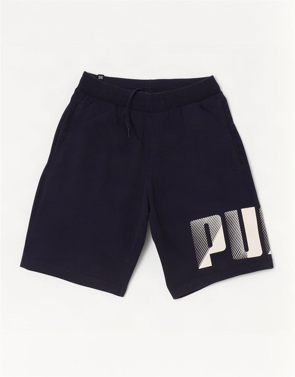 Puma Pantalones cortos deportivos gráficos para hombre pequeños de algodón azul marino