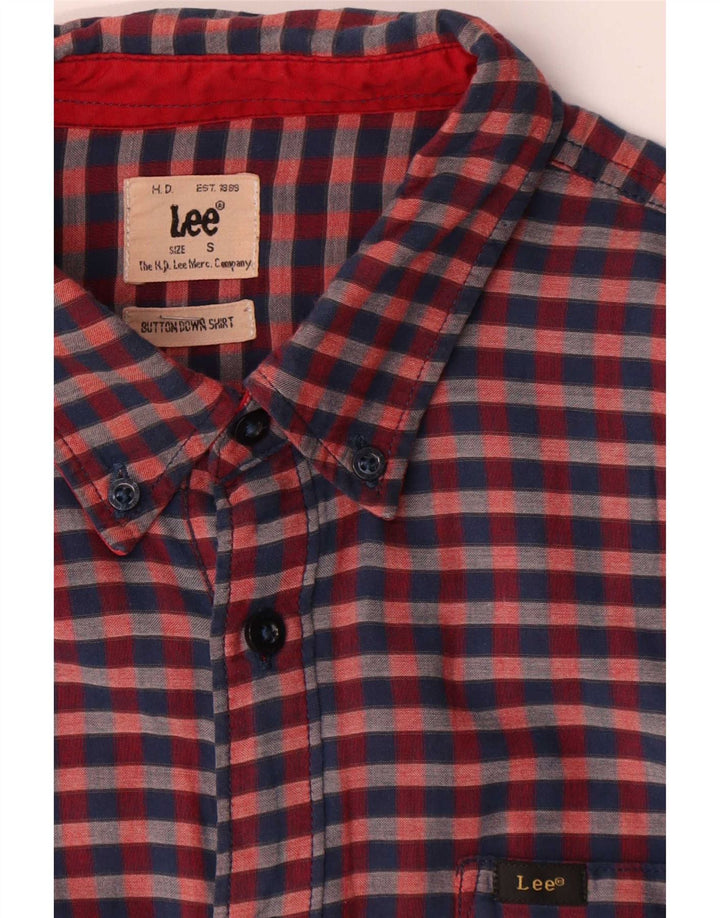 Camisa Lee Para Hombre Pequeña De Algodón A Cuadros Rojo