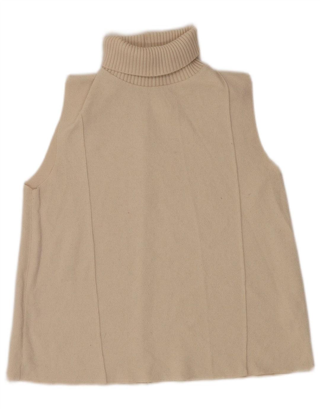 Zara Mujer Roll Neck Vest Tank Top UK 40 Mediano Off White Poliéster