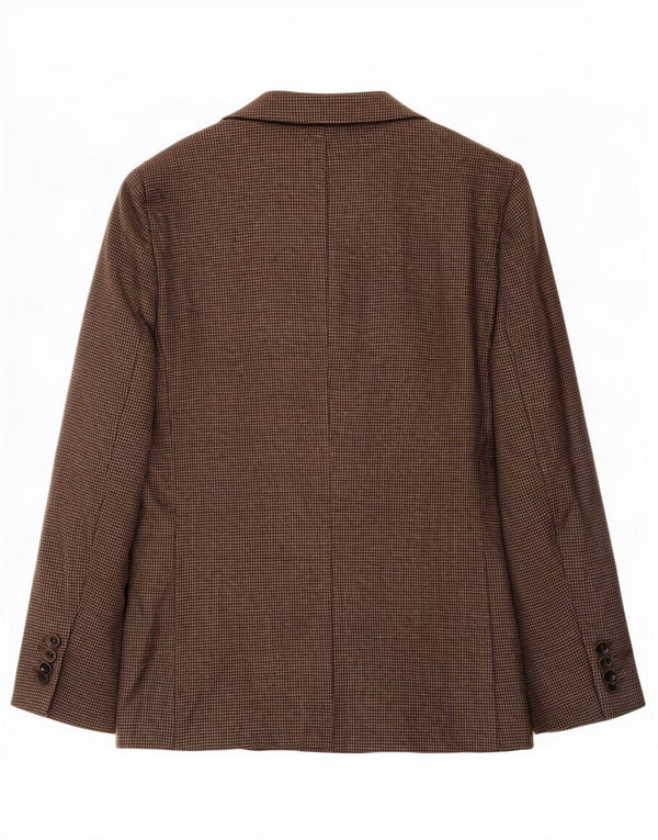 Marks & Spencer Chaqueta tipo blazer larga para hombre UK 44 XL Marrón Pata de gallo