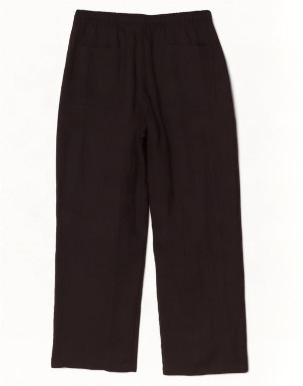Zara Mujer Pantalón Chino Pierna Ancha De Talle Alto XL W32 L31 Lyocell Negro